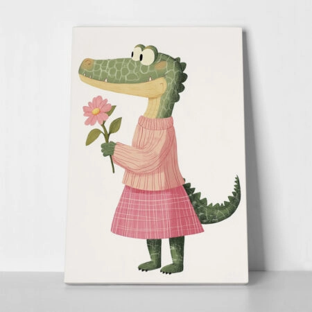 Πινακας σε καμβά CROCODILE WITH FLOWER - Παιδικοι και set