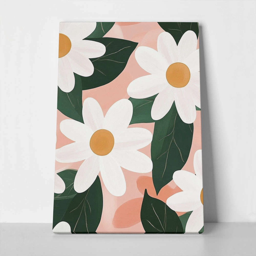 Πινακας σε καμβά DAISIES ON PINK