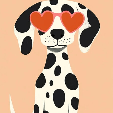 Πινακας σε καμβά DALMATIAN WITH HEART GLASSES - Παιδικοι και set Sticky 5