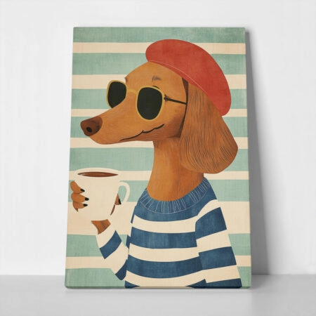 Πινακας σε καμβά DOG AND COFFEE - Παιδικοι και set