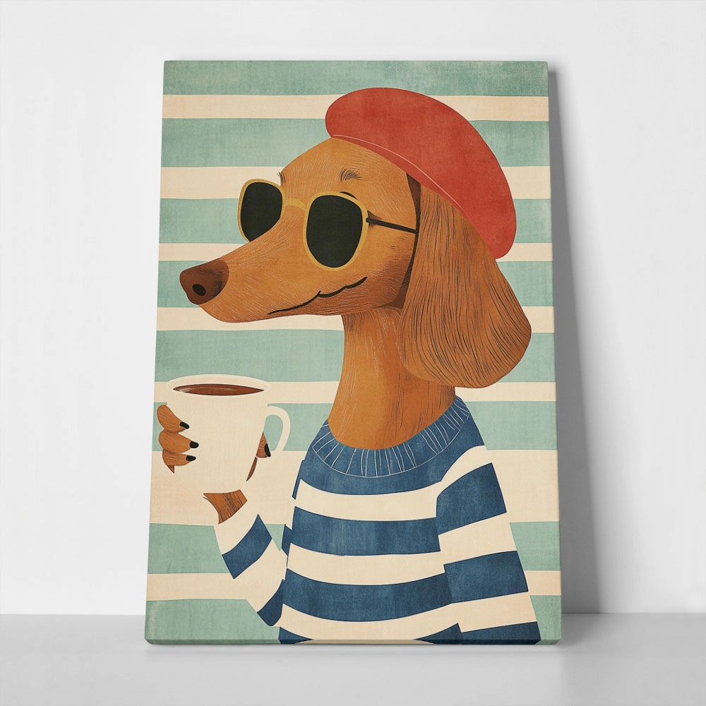 Πινακας σε καμβά DOG AND COFFEE
