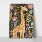 Πινακας σε καμβά GIRAFFE AMONG FLOWERS