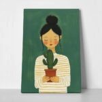 Πινακας σε καμβά GIRL WITH CACTUS