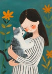 Πινακας σε καμβά GIRL WITH CAT
