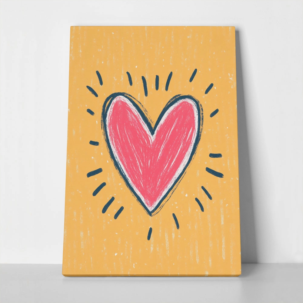 Πινακας σε καμβά HEART ON ORANGE