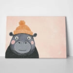Πινακας σε καμβά HIPPO WITH BEANIE