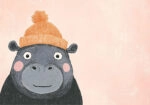 Πινακας σε καμβά HIPPO WITH BEANIE