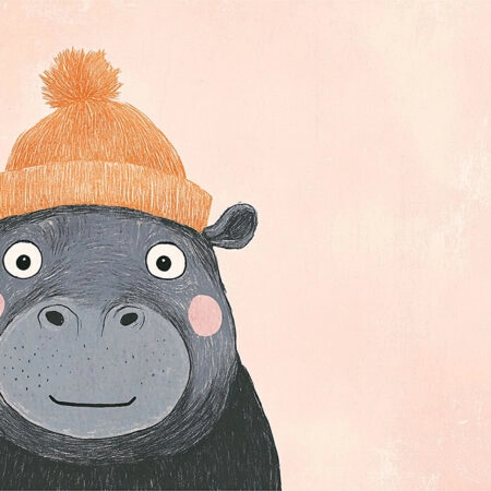 Πινακας σε καμβά HIPPO WITH BEANIE - Παιδικοι και set Sticky 5