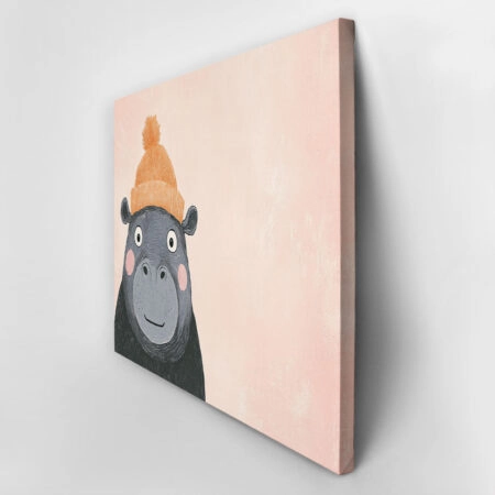 Πινακας σε καμβά HIPPO WITH BEANIE - Παιδικοι και set Sticky 2
