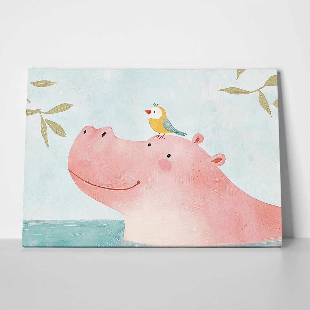 Πινακας σε καμβά HIPPO WITH BIRD