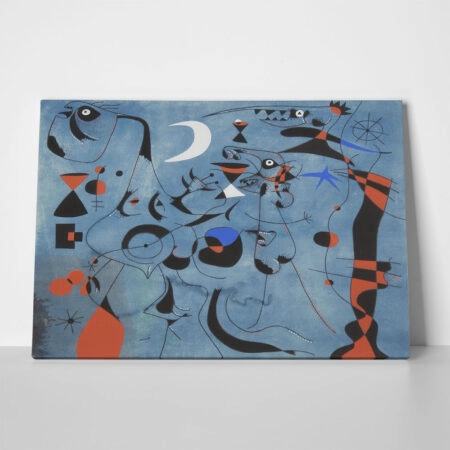 Πινακας σε καμβά JOAN MIRO - PERSONAGE IN THE NIGHT GUIDED BY THE PHOSPHORESCENT TRAILS OF SNAILS