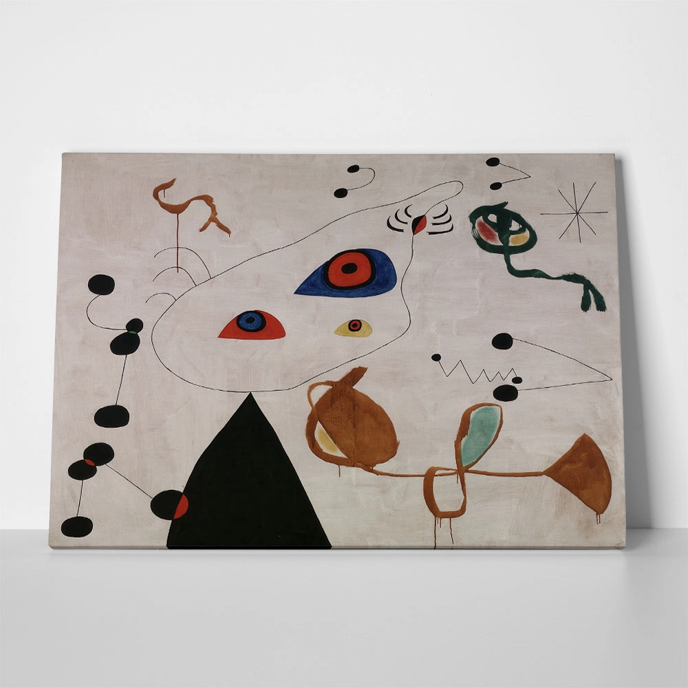 Πινακας σε καμβά JOAN MIRO - WOMAN AND BIRD IN THE NIGHT