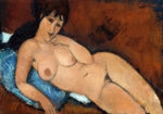Πινακας σε καμβά MODIGLIANI - NUDE ON A BLUE CUSHION