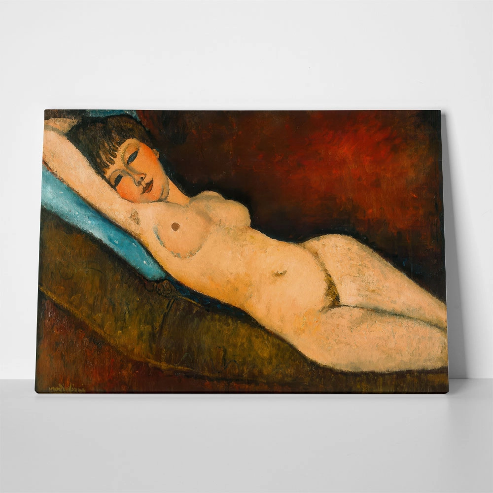 Πινακας σε καμβά MODIGLIANI - RECLINING NUDE ON BLUE CUSHION