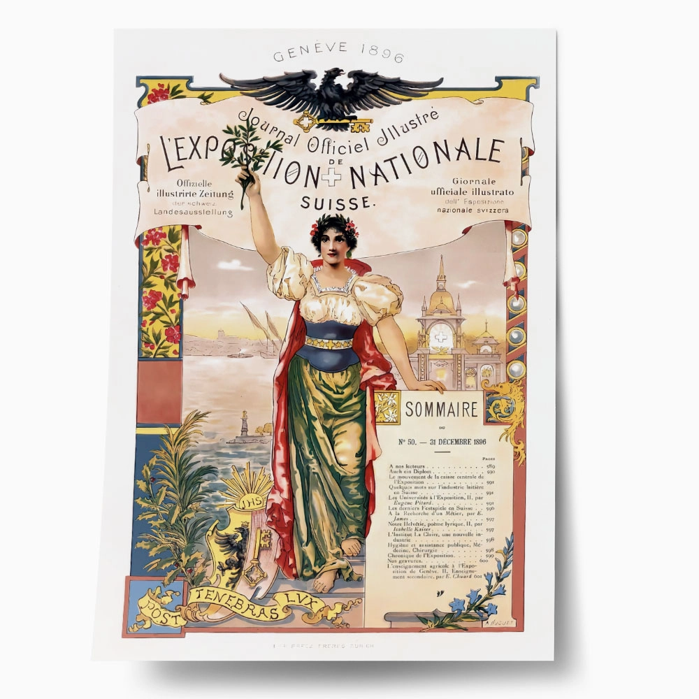 Πόστερ 1896 JOURNAL OFFICIEL ILLUSTRÉ DE L'EXPOSITION NATIONALE SUISSE