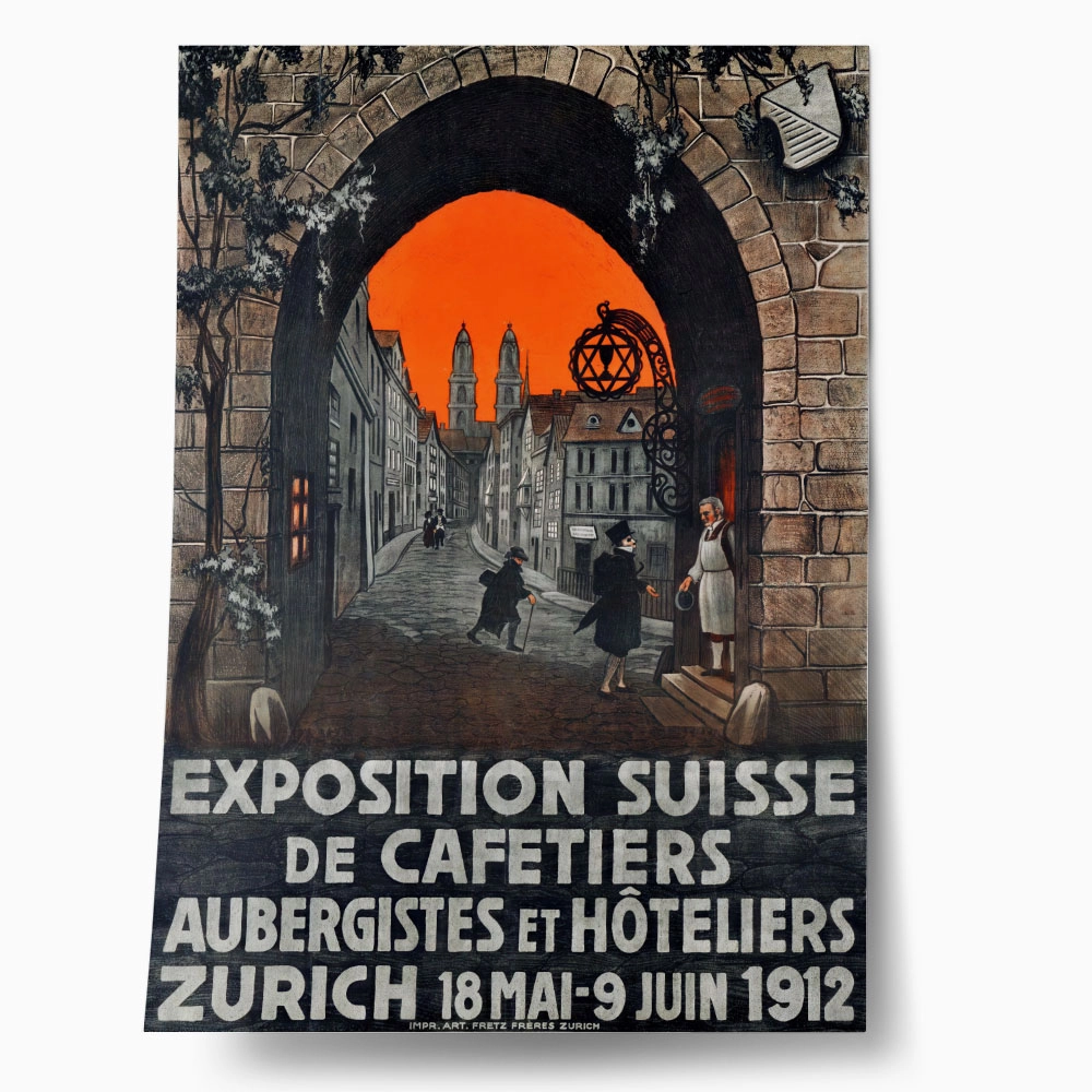 Πόστερ 1912 SWISS EXHIBITION OF COFFEE SHOPS INNS AND HOTELS