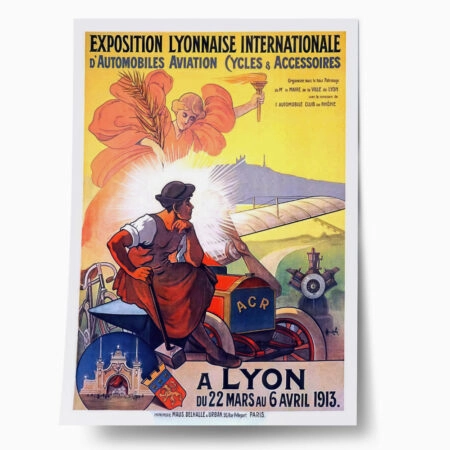 Πόστερ 1913 EXPOSITION LYONNAISE INTERNATIONALE D'AUTOMOBILES AVIATION - Posters