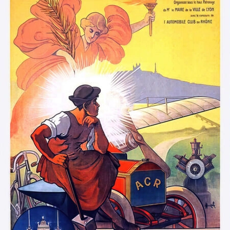 Πόστερ 1913 EXPOSITION LYONNAISE INTERNATIONALE D'AUTOMOBILES AVIATION - Posters Sticky 2