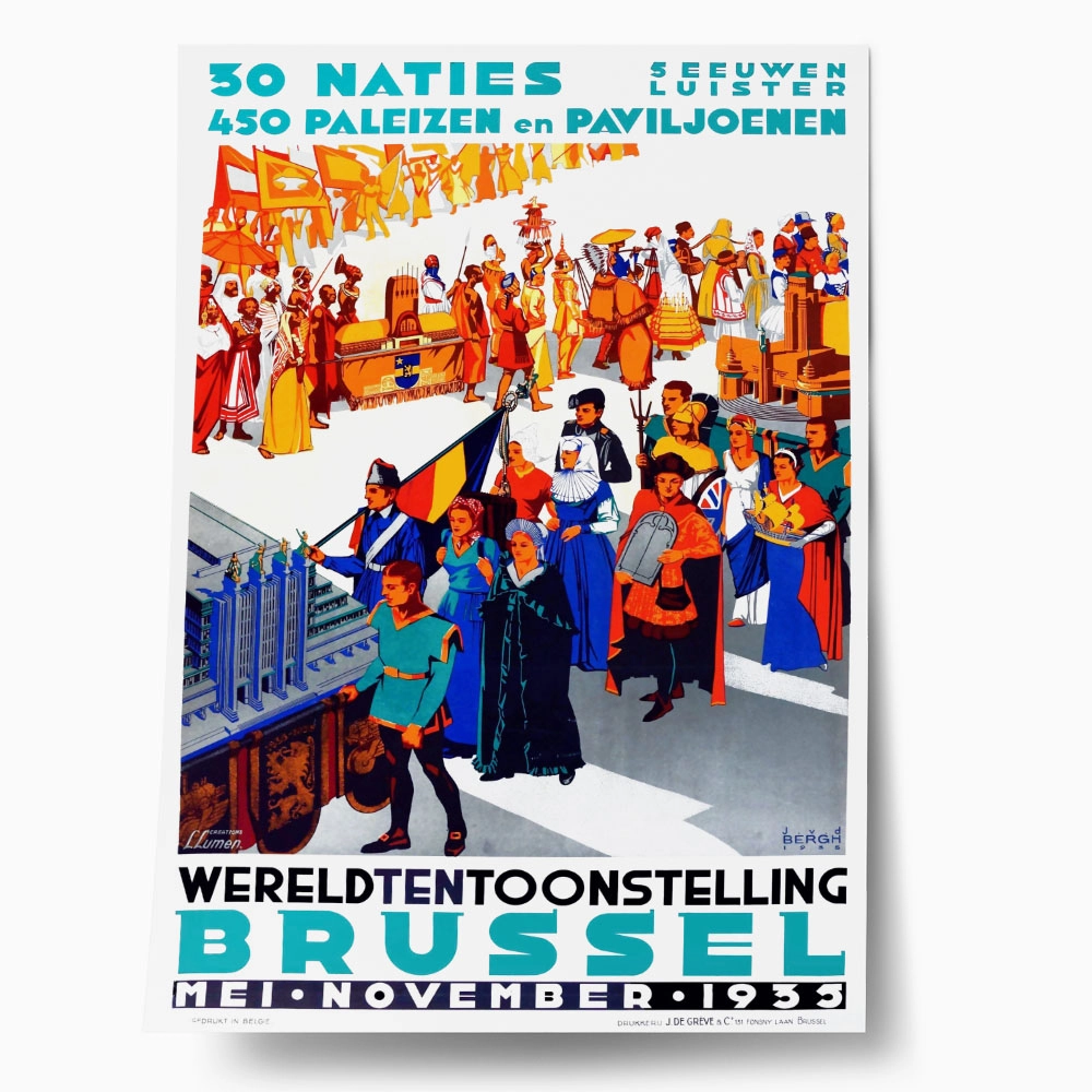 Πόστερ 1935 BRUSSELS WORLD'S FAIR TRAVEL POSTER