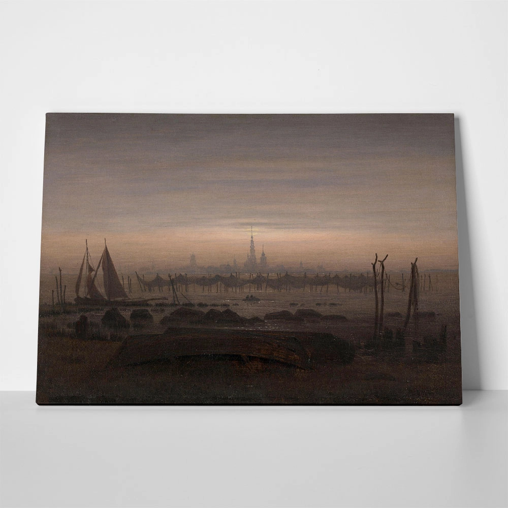 Πινακας σε καμβά CASPAR DAVID FRIEDRICH - GREIFSWALD IN MOONLIGHT