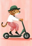 Πινακας σε καμβά LEOPARD ON SCOOTER