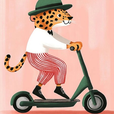 Πινακας σε καμβά LEOPARD ON SCOOTER - Παιδικοι και set Sticky 5