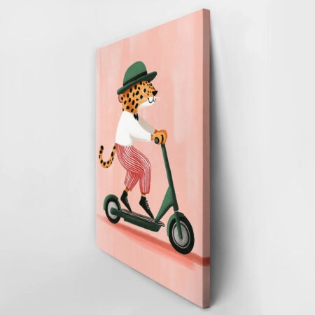 Πινακας σε καμβά LEOPARD ON SCOOTER - Παιδικοι και set Sticky 2