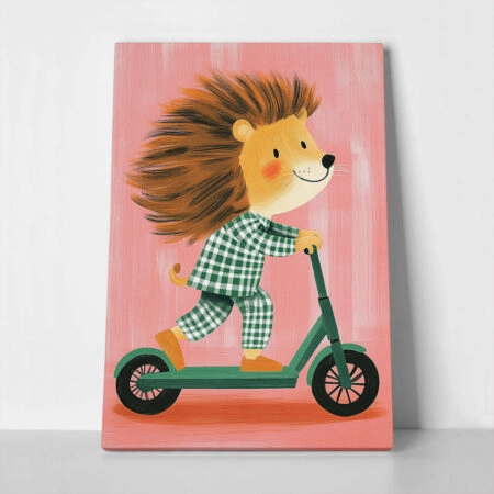 Πινακας σε καμβά LION ON SCOOTER - Παιδικοι και set