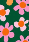 Πινακας σε καμβά PINK FLOWERS ON GREEN