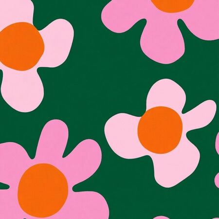 Πινακας σε καμβά PINK FLOWERS ON GREEN - Παιδικοι και set Sticky 5