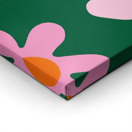 Πινακας σε καμβά PINK FLOWERS ON GREEN - Παιδικοι και set Sticky 1