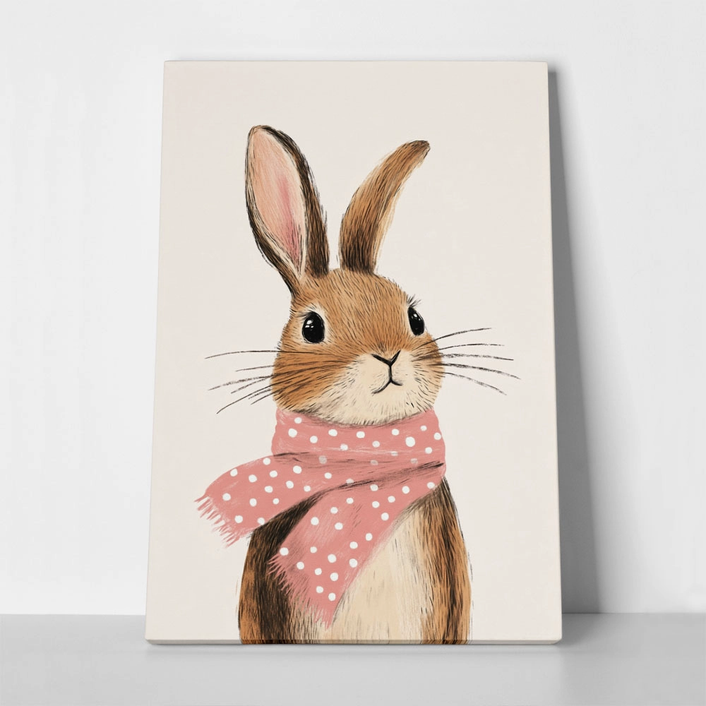 Πινακας σε καμβά RABBIT WITH A SCARF