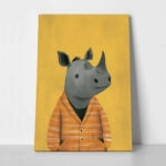 Πινακας σε καμβά RHINO ON YELLOW