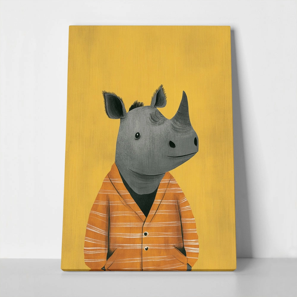 Πινακας σε καμβά RHINO ON YELLOW