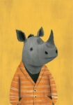 Πινακας σε καμβά RHINO ON YELLOW