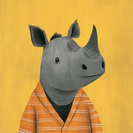 Πινακας σε καμβά RHINO ON YELLOW - Παιδικοι και set Sticky 5
