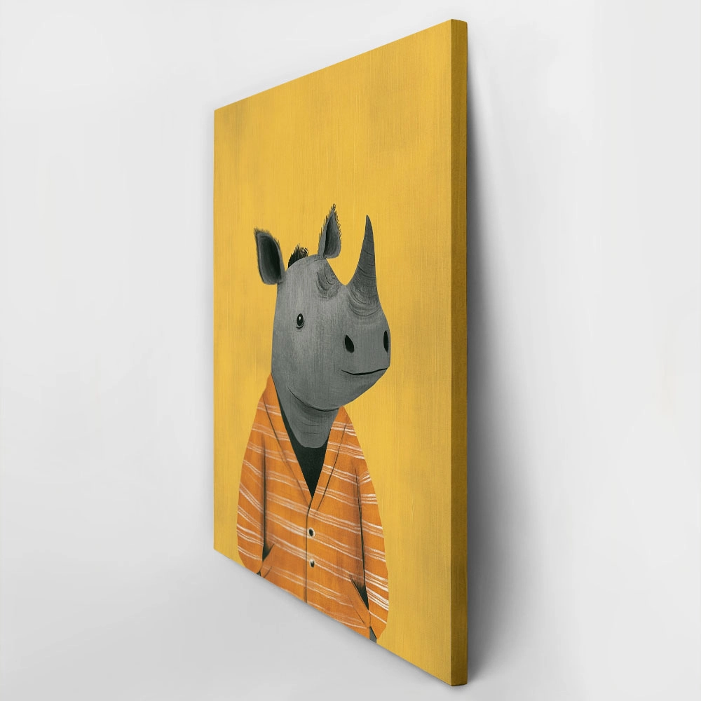 Πινακας σε καμβά RHINO ON YELLOW