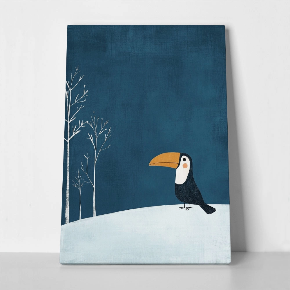 Πινακας σε καμβά TOUCAN IN SNOW