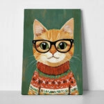 Πινακας σε καμβά XMAS CAT