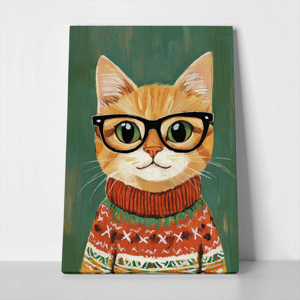 Πινακας σε καμβά XMAS CAT