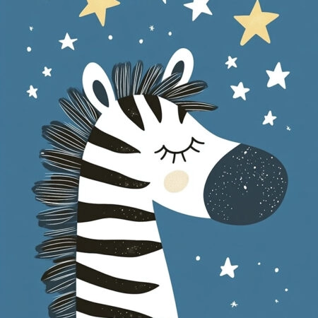 Πινακας σε καμβά ZEBRA AND STARS - Παιδικοι και set Sticky 5