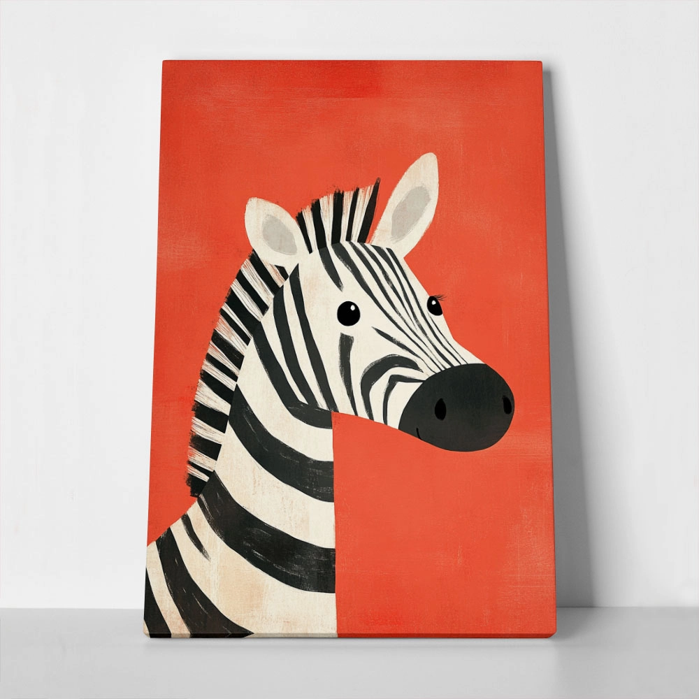 Πινακας σε καμβά ZEBRA ON RED