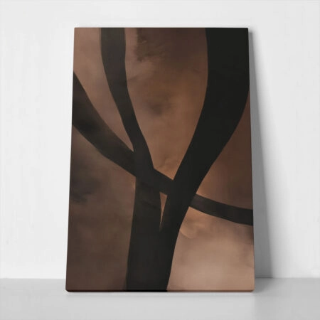 Πίνακας σε Καμβά ABSTRACT BLACK LINES ON BROWN TEXTURE