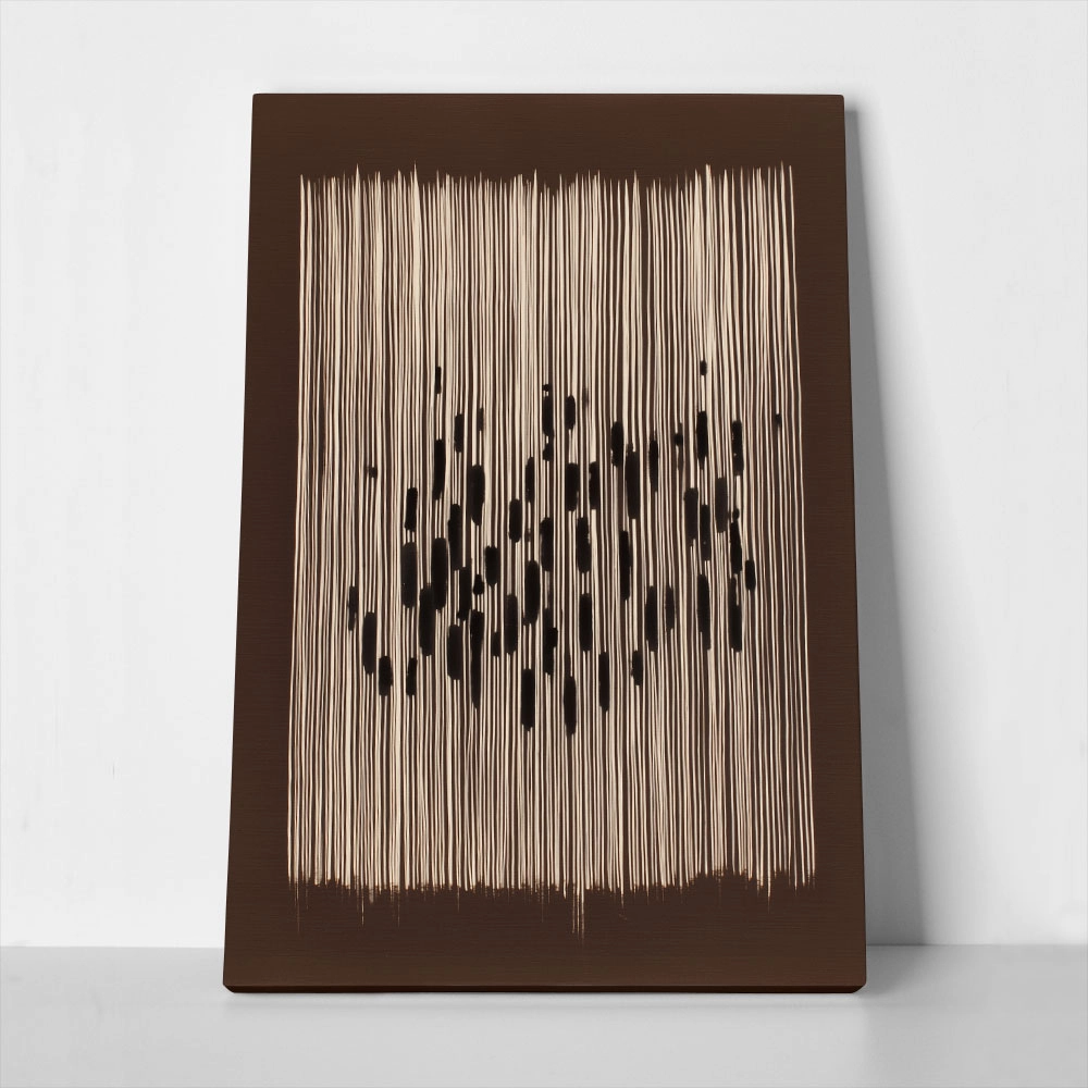 Πίνακας σε Καμβά ABSTRACT VERTICAL LINES BROWN