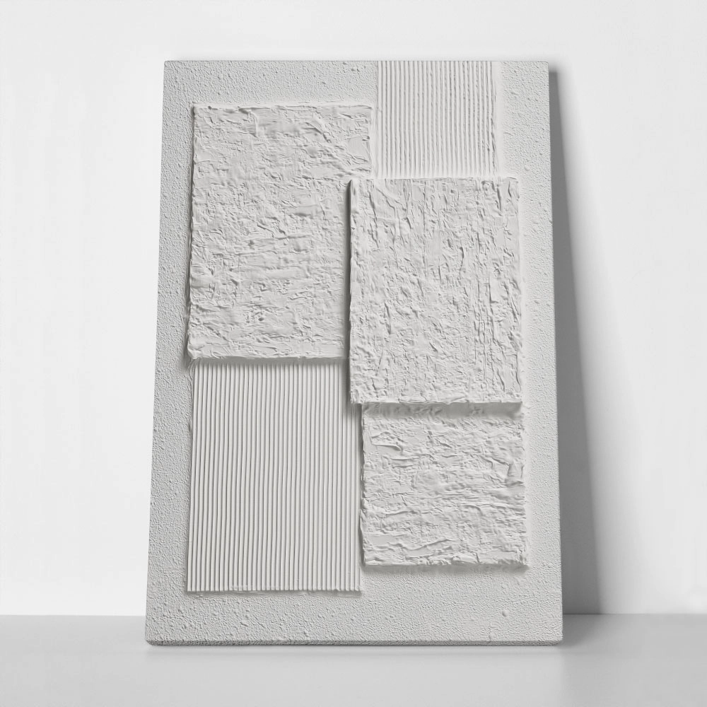 Πίνακας σε Καμβά ABSTRACT WHITE TEXTURED BOXES