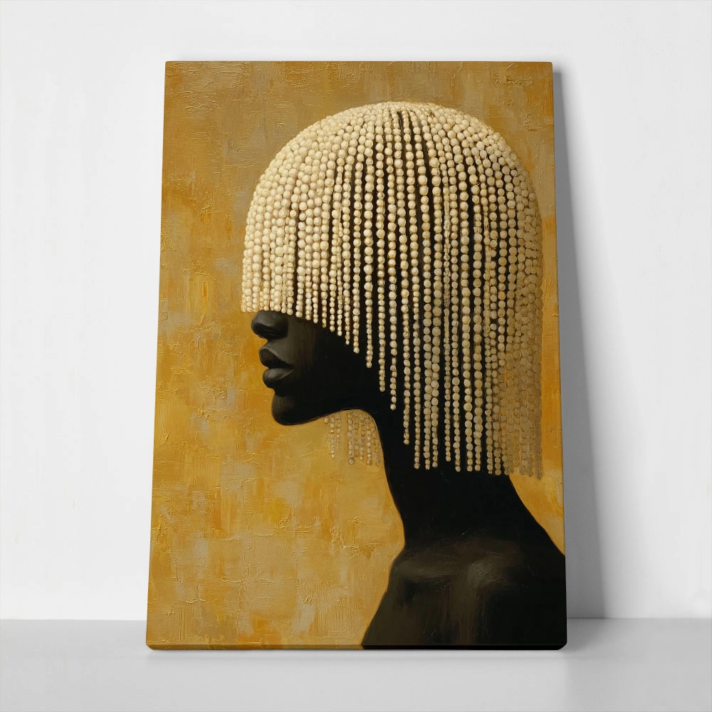 Πίνακας σε Καμβά AFROCENTRIC BEADED HEADDRESS YELLOW