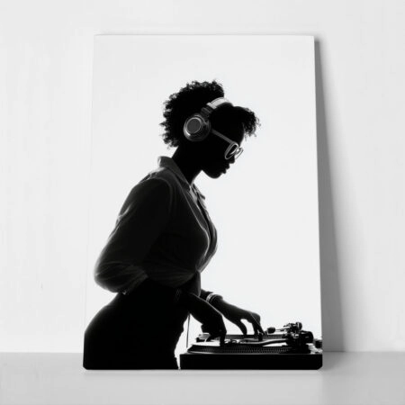 Πίνακας σε Καμβά AFROCENTRIC DJ BLACK AND WHITE - 