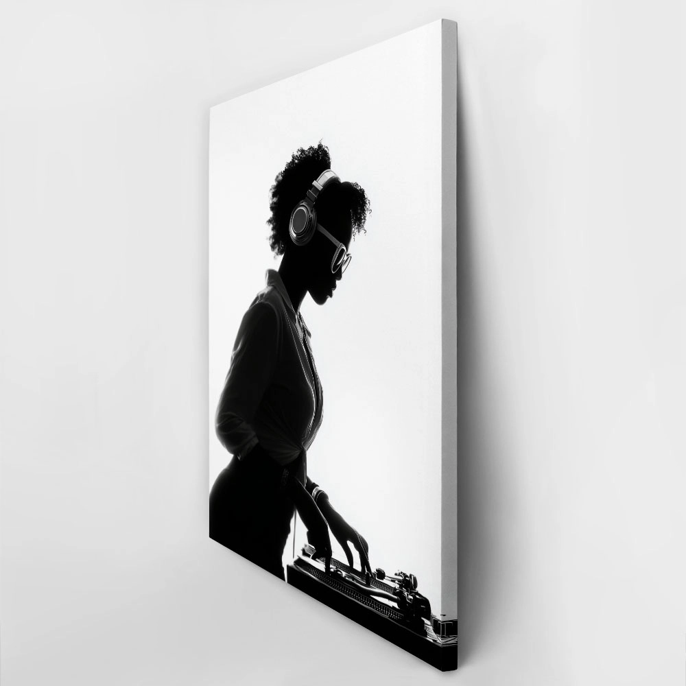 Πίνακας σε Καμβά AFROCENTRIC DJ BLACK AND WHITE