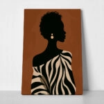 Πίνακας σε Καμβά AFROCENTRIC FEMALE SILHOUETTE WITH ZEBRA DRESS