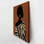Πίνακας σε Καμβά AFROCENTRIC FEMALE SILHOUETTE WITH ZEBRA DRESS